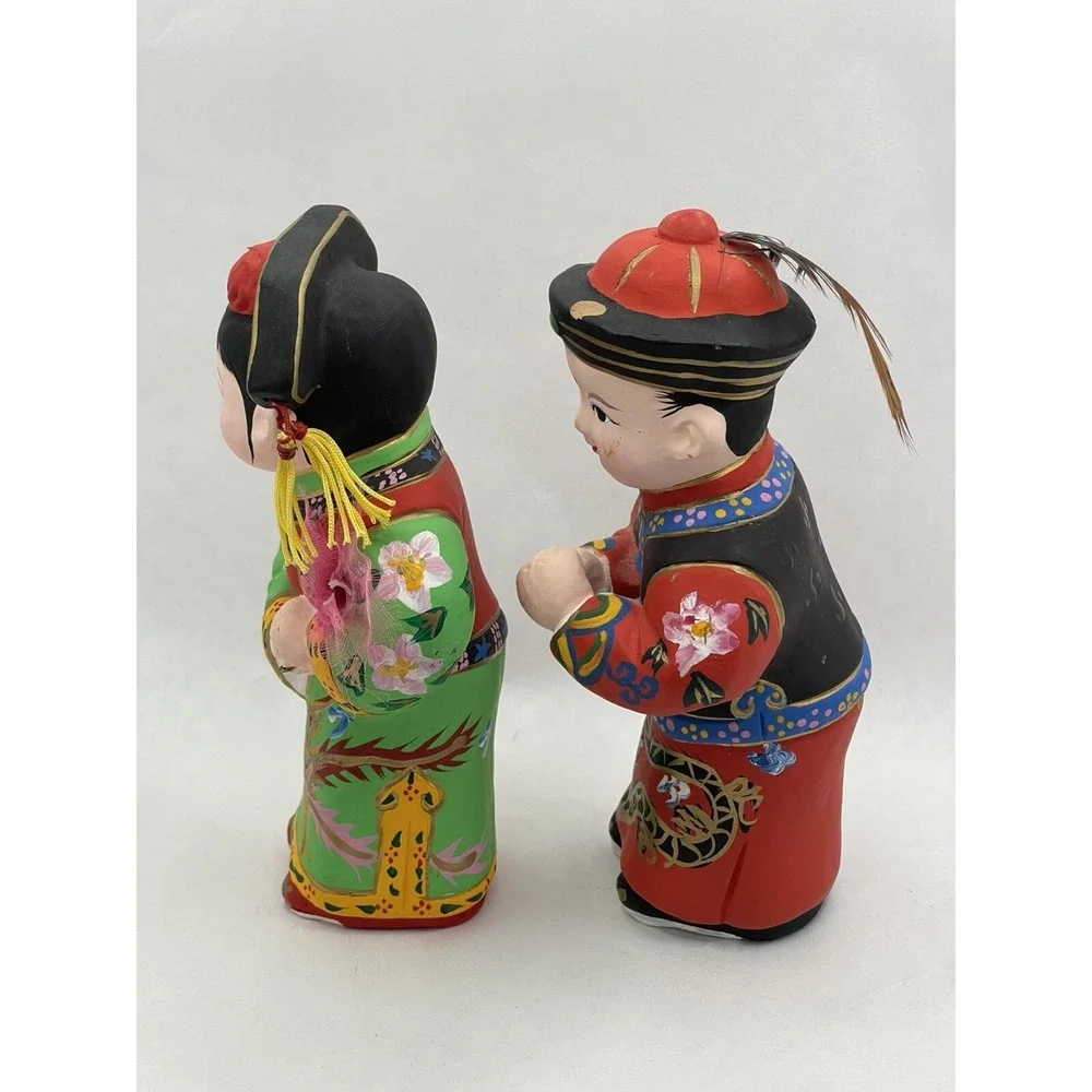 Vintage‎ Clay  Figurines  Chinese Culture Couple - Picture 2 of 5